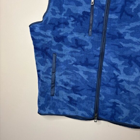 Peter Millar Crown Micro Shearling Fleece Vest Atlantic Blue camo print L NWT - Picture 2 of 7